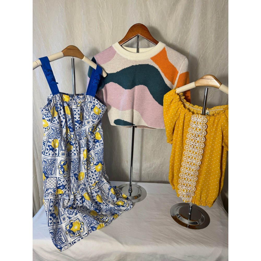Zac Kids Zac Posen Sundress, Crop Sweater, Yellow Top Set Girls L 10-12